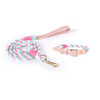 Luxe Royal Pink Leather Dog Rope Leash and Collar Set-3