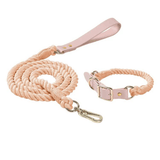 Luxe Royal Pink Leather Dog Rope Leash and Collar Set-5