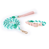 Luxe Royal Pink Leather Dog Rope Leash and Collar Set-7
