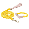 Luxe Royal Pink Leather Dog Rope Leash and Collar Set-10
