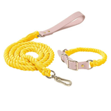 Luxe Royal Pink Leather Dog Rope Leash and Collar Set-10