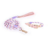 Luxe Royal Pink Leather Dog Rope Leash and Collar Set-20