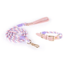 Luxe Royal Pink Leather Dog Rope Leash and Collar Set-21