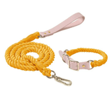 Luxe Royal Pink Leather Dog Rope Leash and Collar Set-23