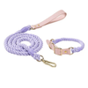 Luxe Royal Pink Leather Dog Rope Leash and Collar Set-28