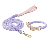 Luxe Royal Pink Leather Dog Rope Leash and Collar Set-29