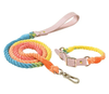 Luxe Royal Pink Leather Dog Rope Leash and Collar Set-32