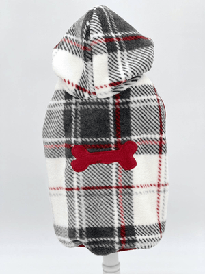 Luxe Fleece Sleeveless Hoodie in Lodge Plaid for Dogs-0